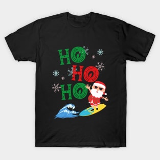 Santa Clause on Surfboard HoHoHo T-Shirt